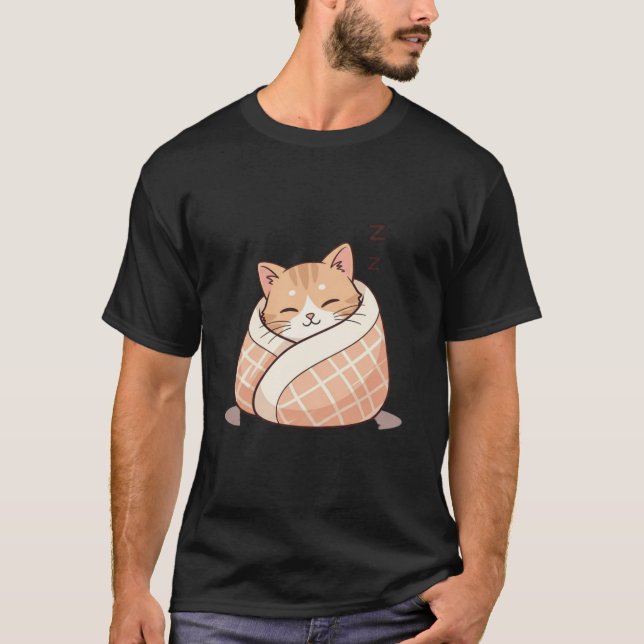 Cute Sleeping Cat Kawaii Cozy T-Shirt (Front)