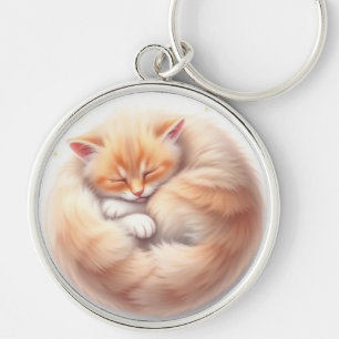 cute sleeping cat key ring