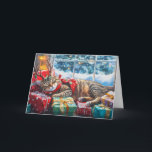 Cute Sleeping Cat On Christmas Packages Holiday Card<br><div class="desc">Cute Sleeping Cat On Christmas Packages,  personalise the text to anything you want when you order</div>