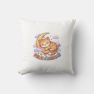 Cute Sleeping Cat on Moon Sticker Design Cushion