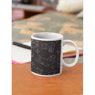 Cute Sleeping Cat Pattern Cosy Night Theme Coffee Mug