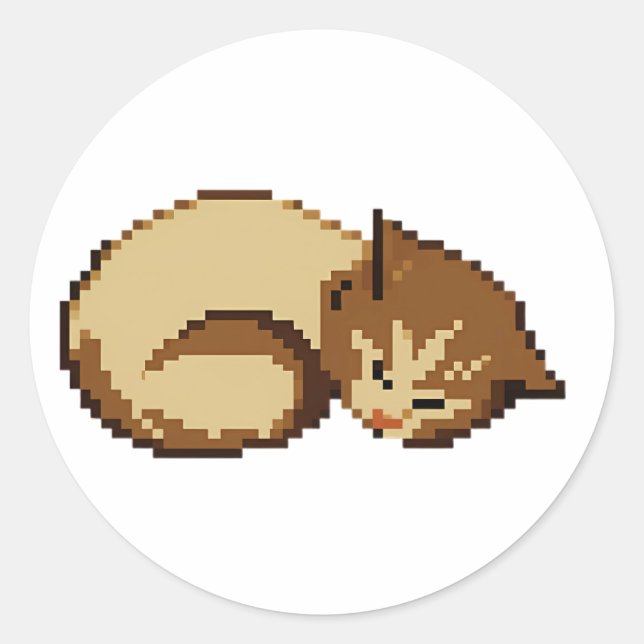 Cute sleeping cat pixel cat sticker (Front)