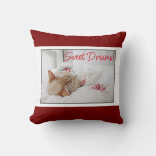 Cute Sleeping Cat - Sweet Dreams - Christmas Cushion