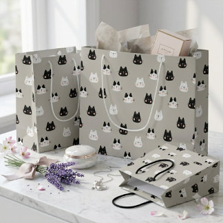 Cute Sleeping Cats Seamless Pattern Large Gift Bag