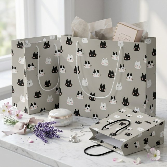Cute Sleeping Cats Seamless Pattern Large Gift Bag (Creator Uploaded)