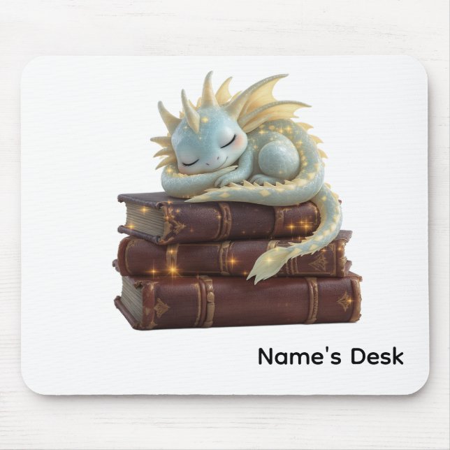 Cute Sleeping Dragon Personalised Mousepad (Front)