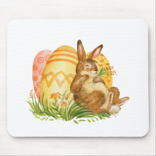 Cute sleeping Easter bunny Mouse Pad