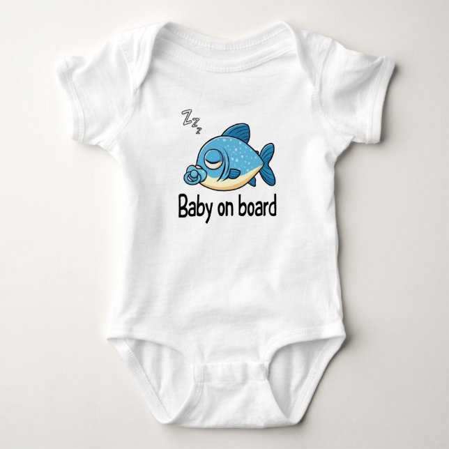 Cute Sleeping Fish with Pacifier | Baby on Board  Bodysuit (Front)