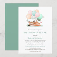 Cute Sleeping Fox Balloon Teal Baby Shower By Mail
