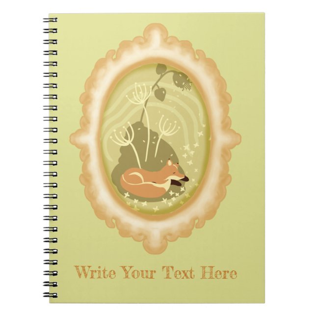 Cute Sleeping Fox Green  Notebook (Front)