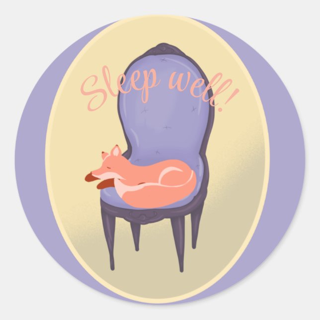 Cute Sleeping Fox personalised Classic Round Sticker (Front)