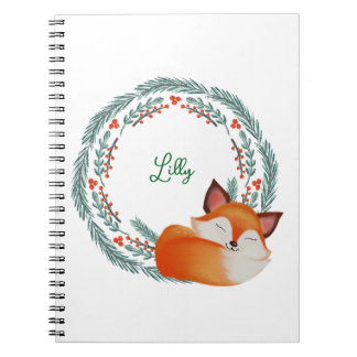 Cute Sleeping Fox Personalised  Notebook