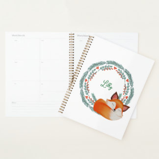 Cute Sleeping Fox Personalised  Planner