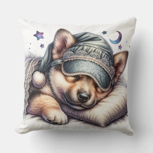 Cute Sleeping German Shepherd Dog Cushion