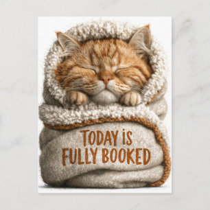 Cute Sleeping Ginger Kitten Swaddled in Blanket Postcard