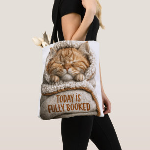 Cute Sleeping Ginger Kitten Swaddled in Blanket Tote Bag