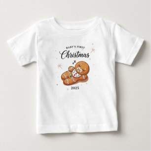Cute Sleeping Gingerbread Baby's First Christmas  Baby T-Shirt