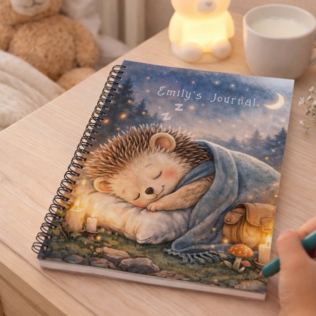 Cute Sleeping Hedgehog Personalized Kids Journal (Creator Uploaded)