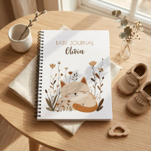 Cute Sleeping Kitten Floral Custom Baby Journal