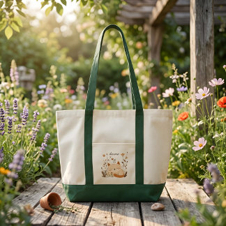 Cute Sleeping Kitten Floral Custom Name  Tote Bag
