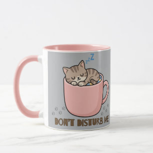 Cute Sleeping Kitten in Teacup Mug