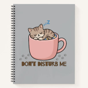 Cute Sleeping Kitten in Teacup Notebook