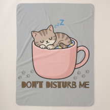 Cute Sleeping Kitten in Teacup Throw Blanket