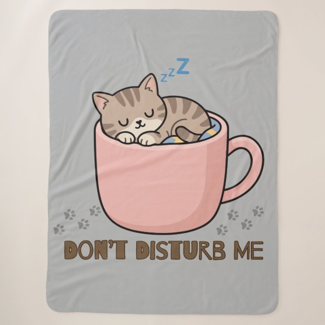 Cute Sleeping Kitten in Teacup Throw Blanket (Front)