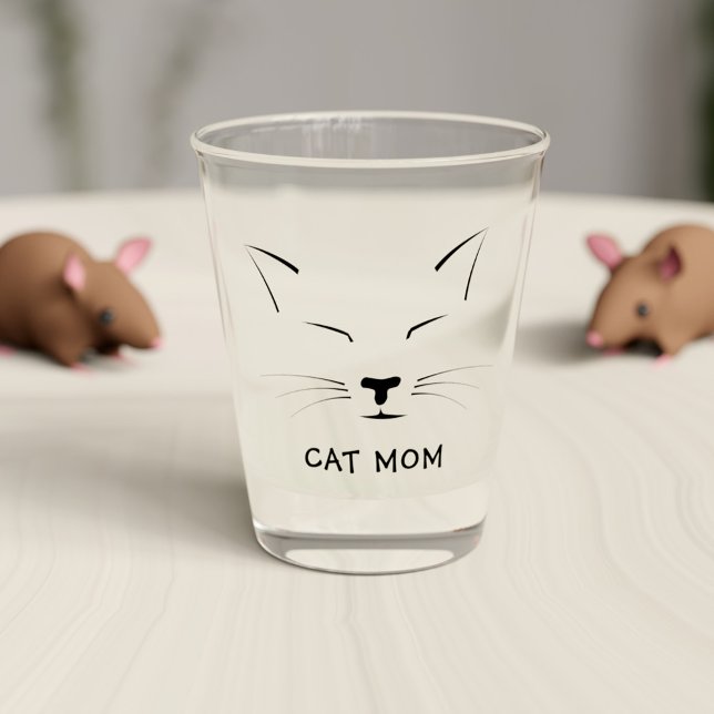 Cute Sleeping Kitty Cat Mum Name Shot Glass (Purrfect shot glass for the cat mom in your life (or cat dad) just add their name!)