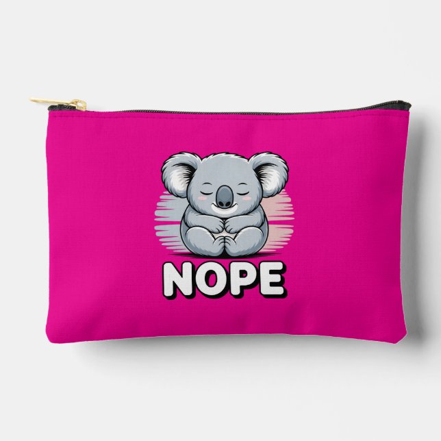 Cute Sleeping Koala “Nope” Funny Cartoon Accessory Pouch (Front)