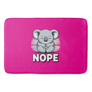 Cute Sleeping Koala “Nope” Funny Cartoon Bath Mat