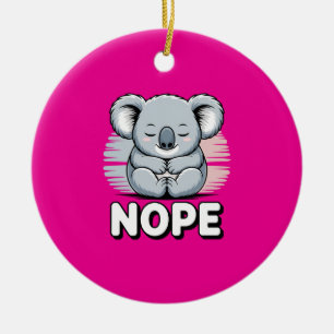 Cute Sleeping Koala “Nope” Funny Cartoon Ceramic Tree Decoration