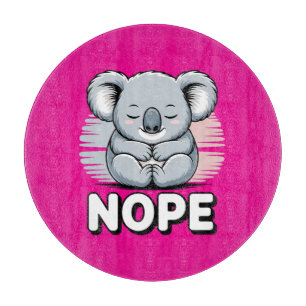 Cute Sleeping Koala “Nope” Funny Cartoon Cutting Board