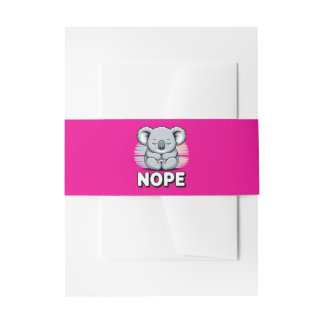 Cute Sleeping Koala “Nope” Funny Cartoon Invitation Belly Band