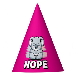 Cute Sleeping Koala “Nope” Funny Cartoon Party Hat