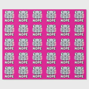 Cute Sleeping Koala “Nope” Funny Cartoon Wrapping Paper