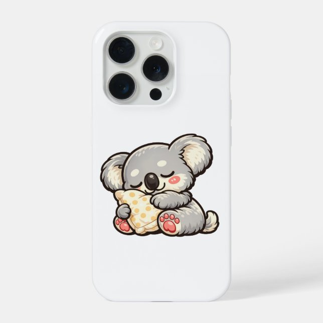 Cute Sleeping Koala with Pillow iPhone Case (Back)