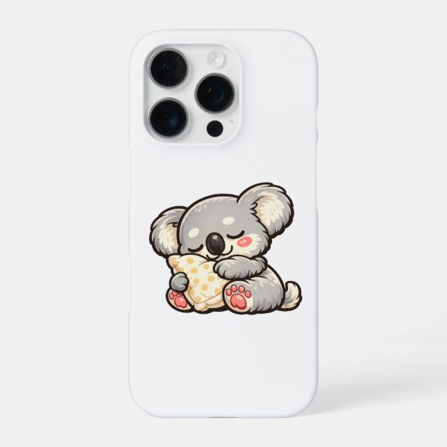 Cute Sleeping Koala with Pillow iPhone Case (Back)