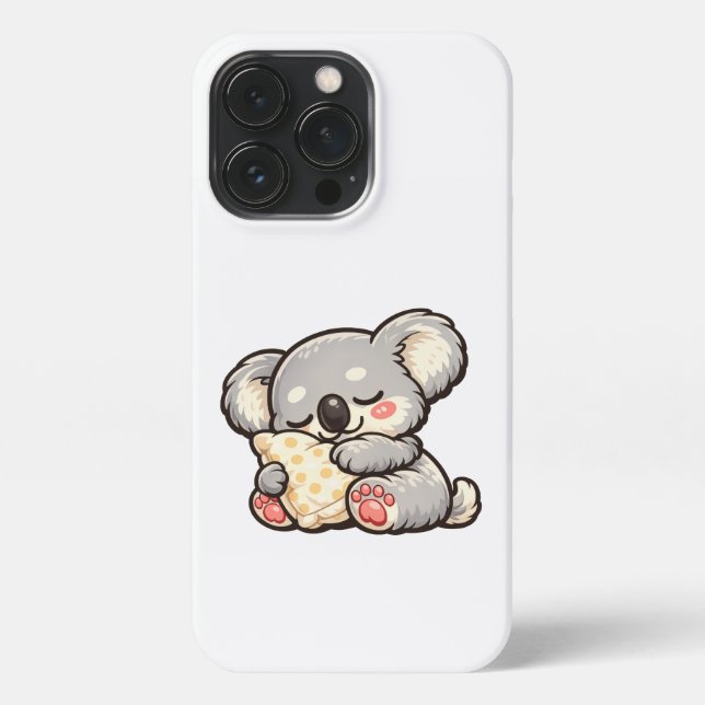 Cute Sleeping Koala with Pillow iPhone Case (Back)