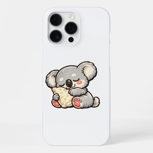 Cute Sleeping Koala with Pillow iPhone Case (Back)