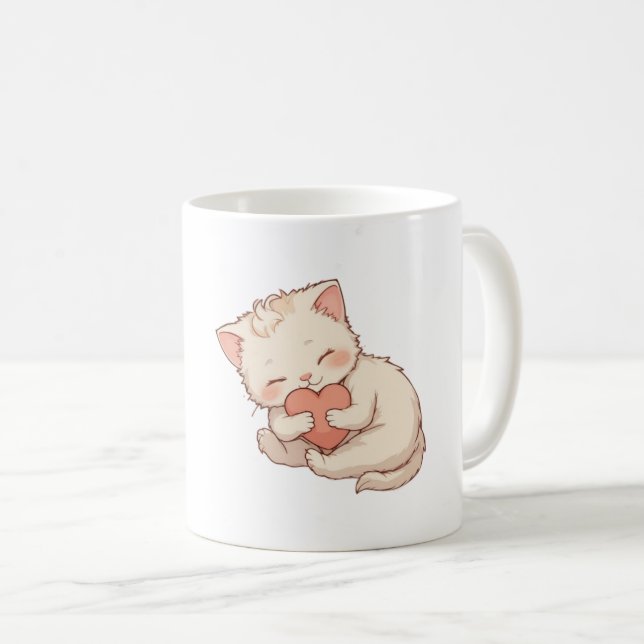 Cute Sleeping Little Angel Hugging a Heart Mug (Front Right)