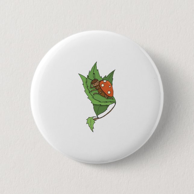 cute sleeping little ladybug 6 cm round badge (Front)