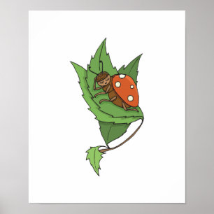 cute sleeping little ladybug poster