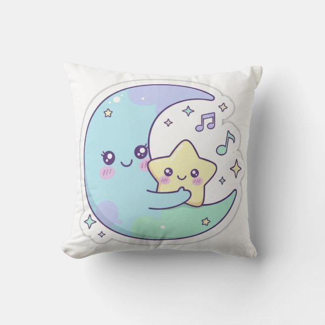 Cute Sleeping Moon and Star Kawaii Baby Nursery Pi Cushion (Front)