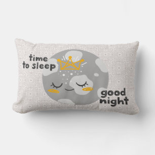 Cute Sleeping Moon Time To Sleep Good Night Lumbar Cushion