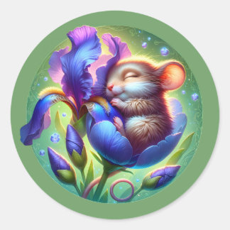 Cute Sleeping Mouse Baby Animal  Classic Round Sticker