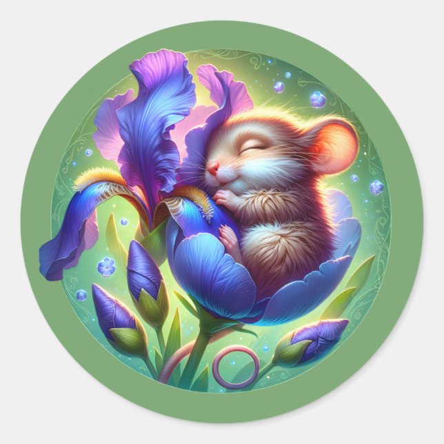 Cute Sleeping Mouse Baby Animal  Classic Round Sticker (Front)