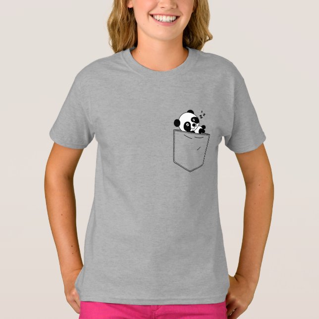 Cute Sleeping Panda In Pocket T-Shirt (Front)
