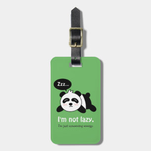 Cute Sleeping Panda Not Lazy Luggage Tag