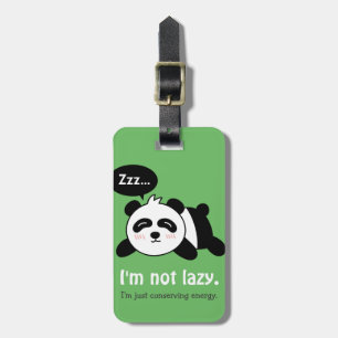 Cute Sleeping Panda Not Lazy Luggage Tag